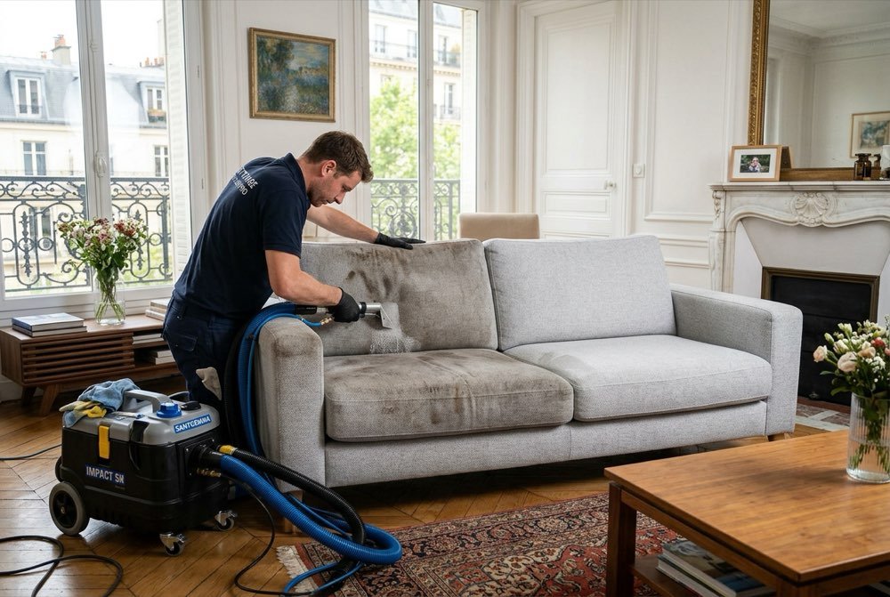 Nettoyage de canapé en tissu par extraction vapeur à Lille